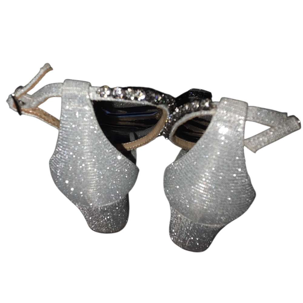 Badgley Mischka Silver Block Heeks sz 7 - Picture 4 of 7